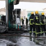 Swift Response Averts Disaster as Vehicle Fire Spreads at Samail Fuel Station