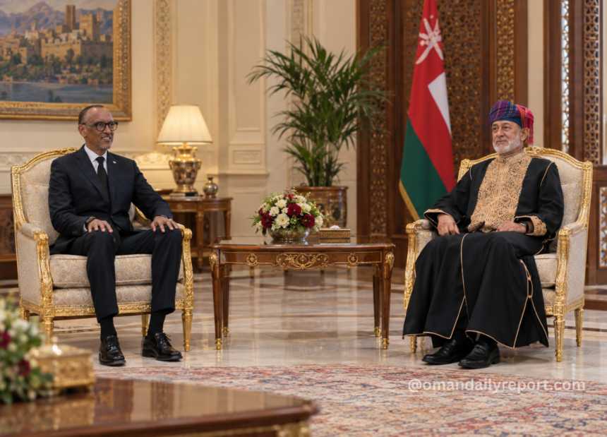 HM Sultan Haitham Welcomes Rwandan President Paul Kagame at Al Hosn Palace in Salalah